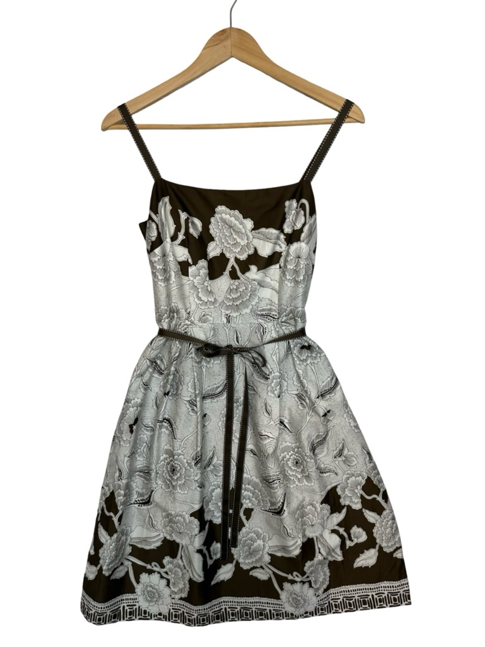 ANN TAYLOR Brown & White Floral Thin Strap Sundress Size 6